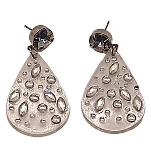 Clear acrylic teardrop post earrings with clear and ab rhinestones